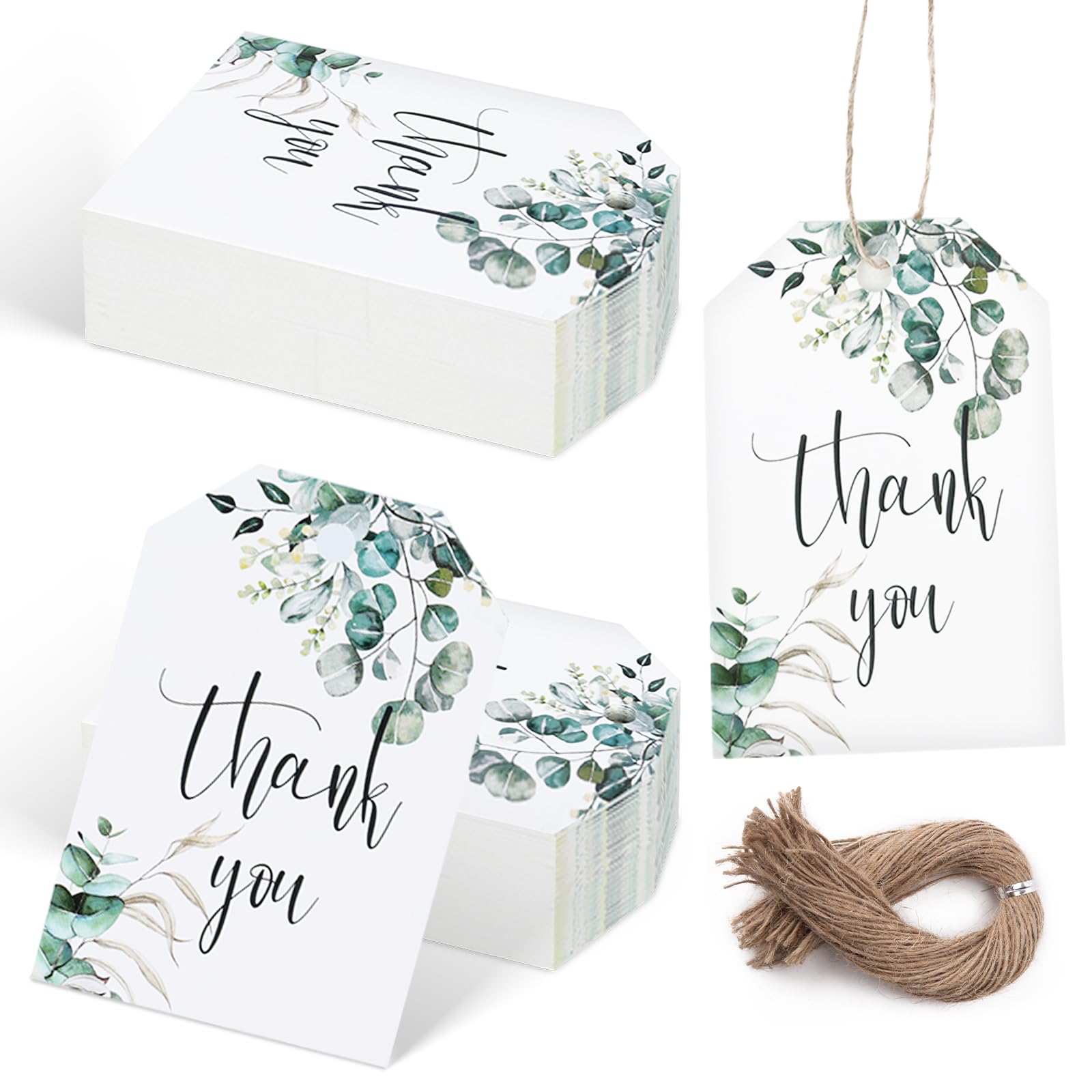 SallyFashion 75PCS Thank You Gift Tags Kraft Paper Tags with String Personalized Gift Tags for Wedding Birthdays Party Gift Baby Shower Bridal Shower