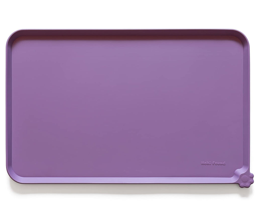 Hoki Found Silicone Pet Food Tray - Dog Pet Cat Feeding Mat - High-Lips Pet Dog Cat Bowl Mats - Waterproof Dog Cat Food Mats -Pet Water Mats for Floors - Amethyst